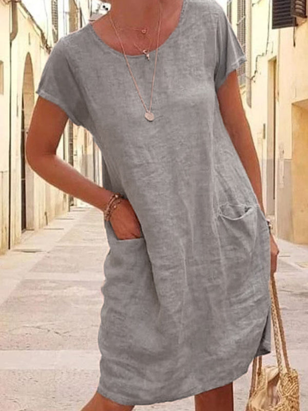 Livia - Robe ample effet lin avec poches