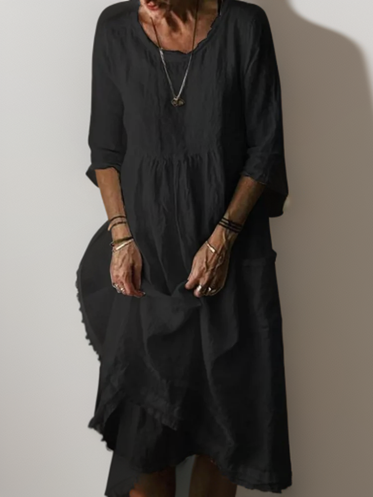 Amelia - Abito Maxi a Vestibilità Comoda con Scollo Rotondo | Disponibile in Taglie Comode