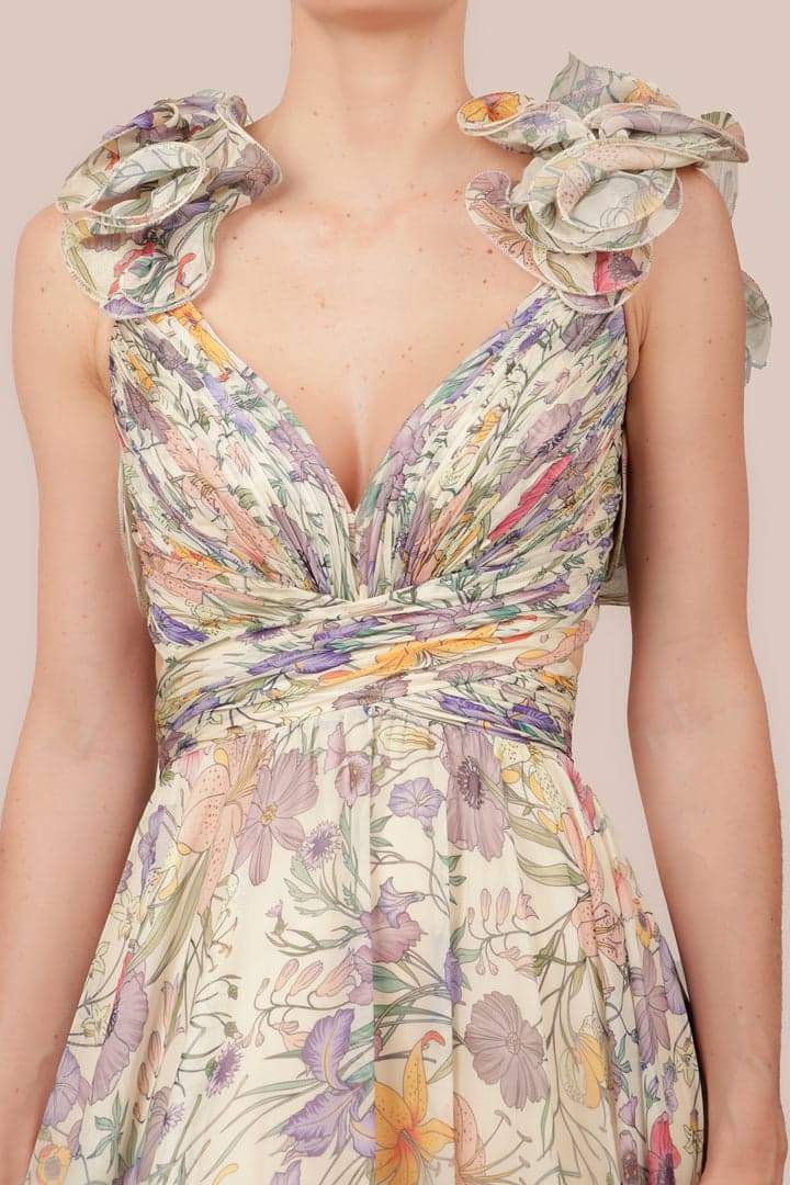 Belinda - Abito lungo Garden Romance in chiffon floreale elegante, abito da cerimonia