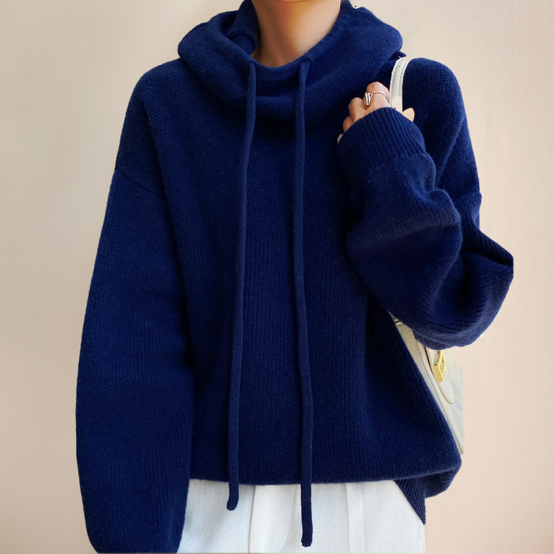 Lucy - Felpa con cappuccio oversize in maglia con coulisse