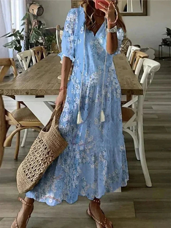 Eleanor - Vestido largo maxi con escote en V