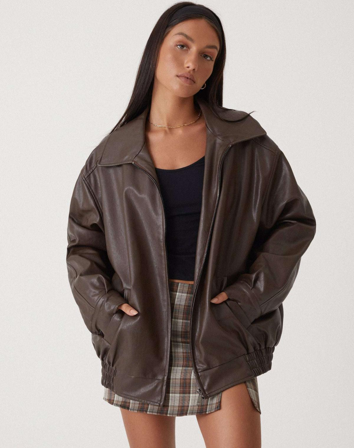 Meadow - Veste en cuir classique décontractée en cuir PU